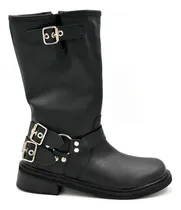 Comprar Bota Borcego Caña Media Mujer Hebillas Ecocuero Tendencia 