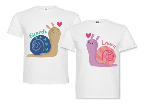 Pack Poleras Parejas Día Enamorados Caracoles Personalizadas