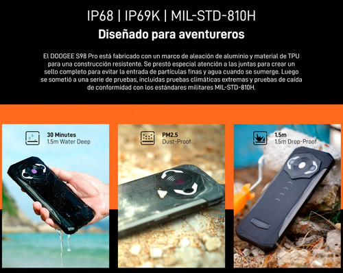 Doogee S98 Pro - Celular Resistente Al Agua, Polvo Y Golpes