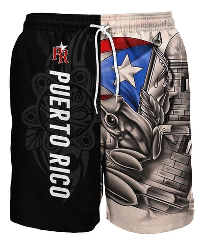 Pantalón Corto De Hombre Con Estampado 3d De Puerto Rico