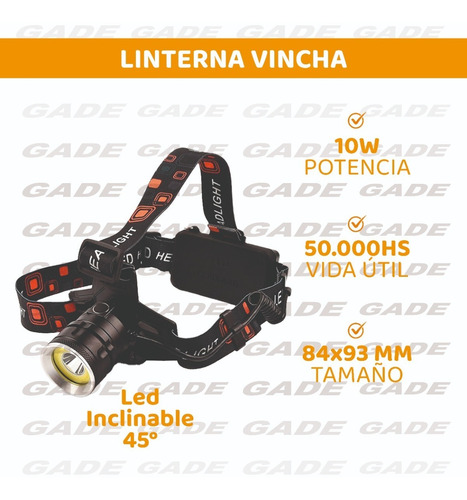 Linterna Minero Cabeza Vincha Recargable Led Cree 10w Zoom