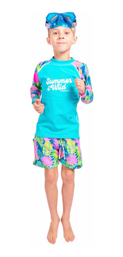 Short De Baño Niño Microfibra Con Sosten Red Tropical