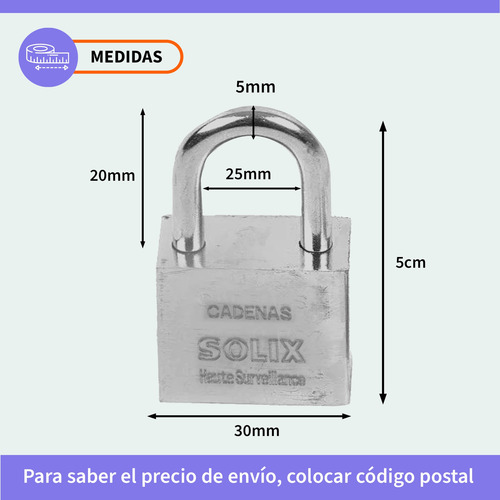 Candado 30mm Con Llave Codificada Cofres Valijas Locker Plateado