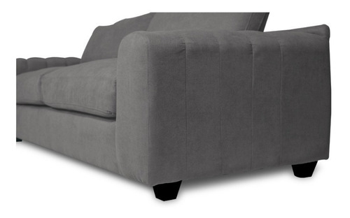 Sofá Briana 2 Cuerpos Chenille Tipo Lino Gris