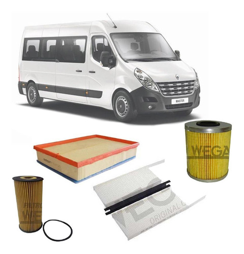 Kit De Filtros Renault Master 2.3 16v 2013 Em Diante