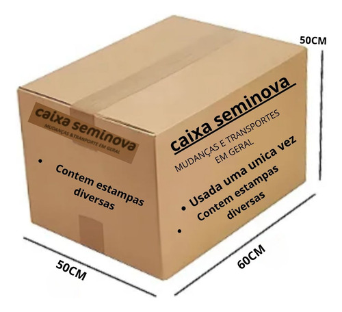 Kit 12 Un De Caixa Papelao Usada 60x50x50 Diversas Estampas