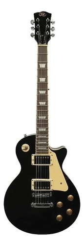 Guitarra Eléctrica Sx Ee Series Ee3 Les Paul De Aliso 2000 Black Brillante Con Diapasón De Palo De Rosa