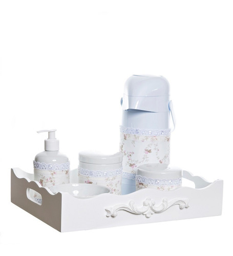 Kit Higiene Bandeja Provençal Potes Porcelana Bebê Capas