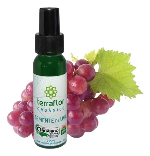 Óleo Vegetal Da Terra Flor De Semente De Uva Orgânico 60ml