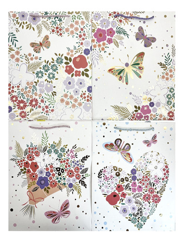 Pack 12 Bolsas Papel De Regalo Sorpresa Mariposas L 30x40cm