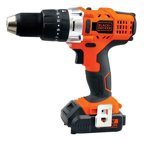 Taladro percutor atornillador inalámbrico de 13mm Black+Decker HP14 14.4V + accesorio con bolso 120V 60Hz