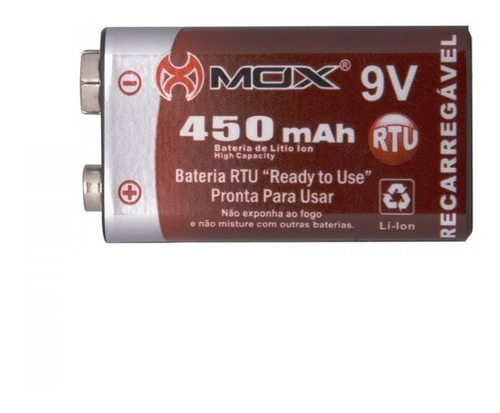 Imagem 3 de 3 de 2 Baterias Recarregaveis 9v 450 Mah Microfone Violao Blister