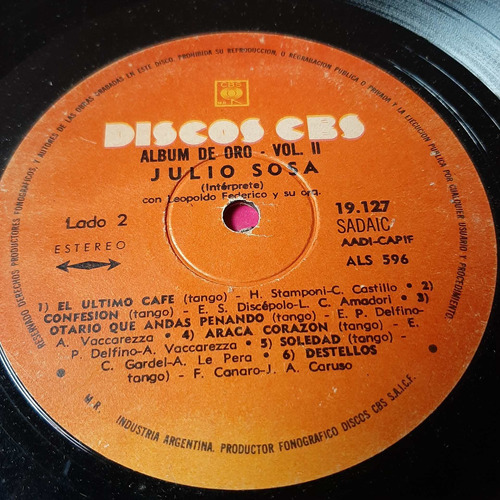 Sin Tapa Disco Julio Sosa El Album De Oro Vol 2 T0