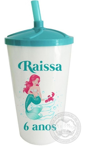 20 Copos Twister Branco 500 Ml Personalizado - Sereia