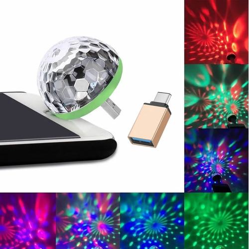 Mini Esfera Para Celular Luminosa Rgb Usb + Otg Tipo C
