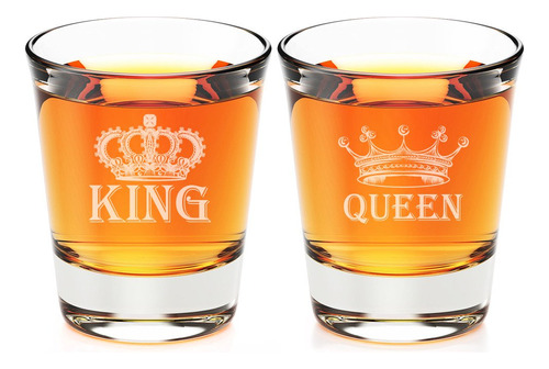 Vaso Chupito Estriado Grabado King And Queen