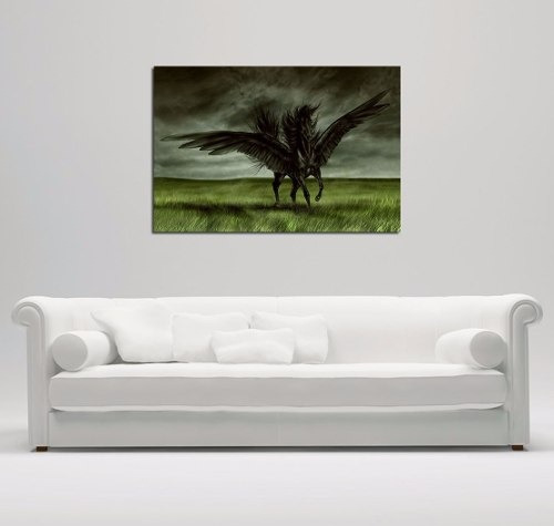 Vinilo Decorativo 50x75cm Pegaso Negro Caballo Leyenda