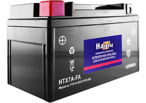 Imagen 2 de 9 de Batería Moto Haijiu Htx7a-fa Agm Gel Libre Mantenimiento.