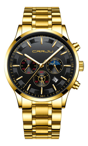 Crrju Reloj De Pulsera Impermeable De Cuarzo Cronografo De N