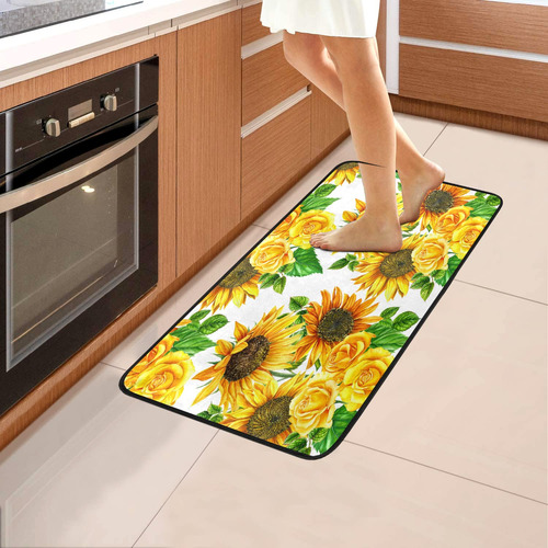 Alaza Alfombra Cocina Girasol Baño Antideslizante Rosa Para