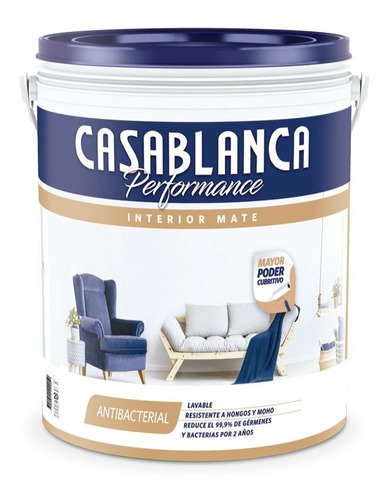 Casablanca Performance | Pintura Látex Blanco Mate | 4lt