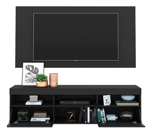 Imagen 2 de 5 de Rack Con Panel California Para Tv Hasta De 65 Pulgadas Negro
