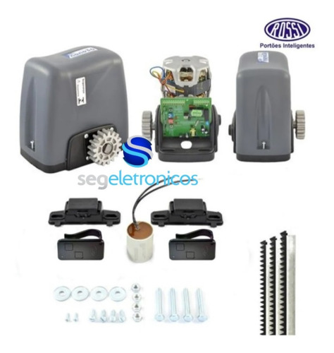 Kit Motor Portão Deslizante Nano Turbo Rossi 4m Cremalheiras