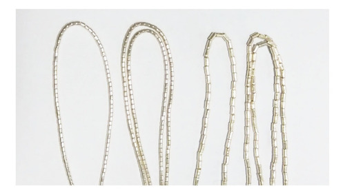 Imagen 2 de 4 de Collar Mostacilla Gruesa De Plata 50 Centímetros