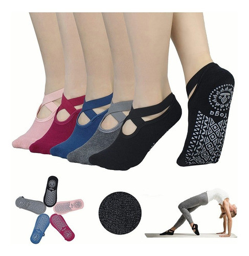 Calcetines De Yoga Danza Pilates Antiderrapantes 5 Pares