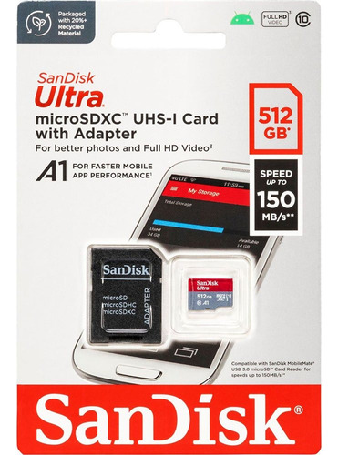 Tarjeta Micro Sd Sandisk Ultra 512gb 150mb/s Sdxc Uhs-i A1