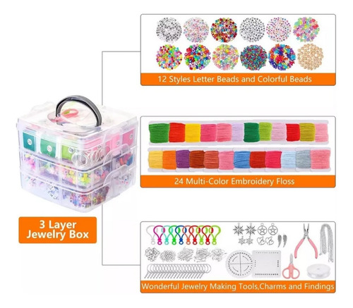 Kit 4655 Peças Miçangas Para Confecção De Joias E Pulseiras