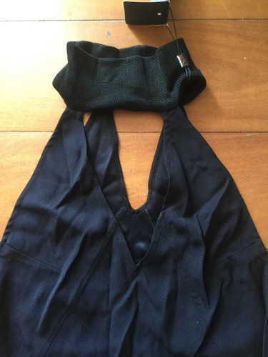 Blusa Animale Preta Alongada Em Viscose Nova Com Etiqueta