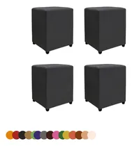 Comprar Kit 4 Puffs Decorativo Banqueta Quadrada Decoração Sala 