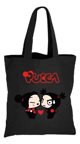 Bolsa Pucca Garu Manga Tote Bag Mezclilla Jean  35 X 40 Cm 