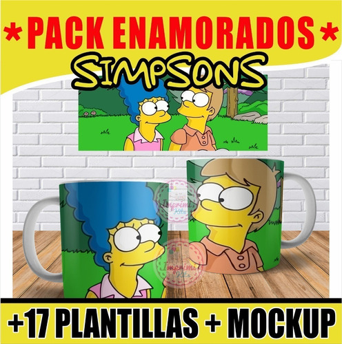 +17 Plantillas Sublimar Tazas Simpsons San Valentin Amor 