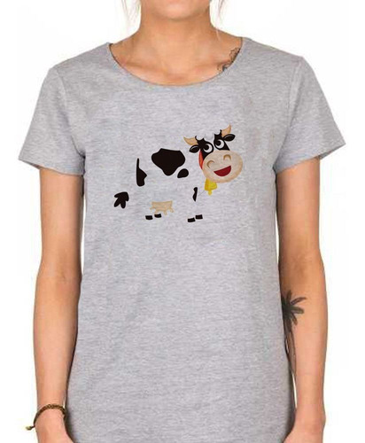 Remera De Mujer Vaca Infantil Sonriendo