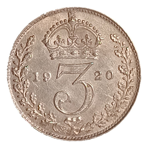 Gran Bretaña 3 Pence 1920 Sc Plata Km 813