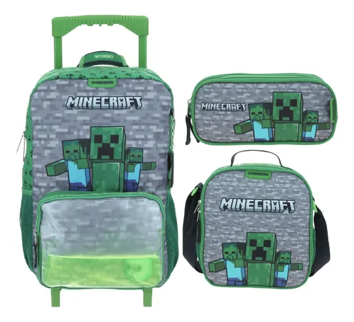 Mochila escolar con sales ruedas minecraft