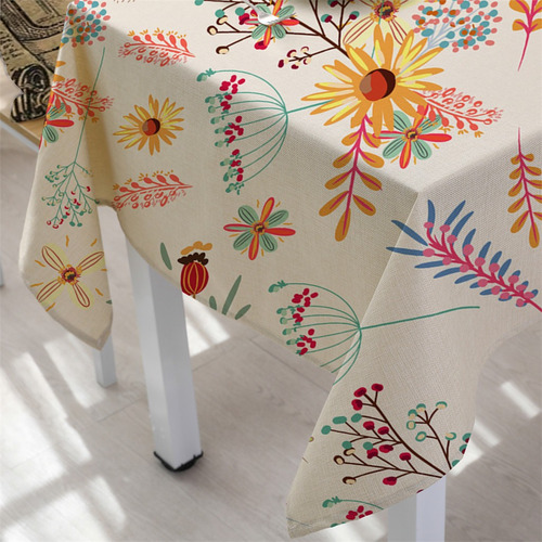 Mantel Rectangular Con Estampado De Flores Frescas Para Té