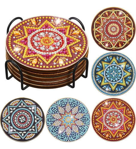 5 Peças De Porta-copos De Arte Diy Diamond Mandala 5d Com Su