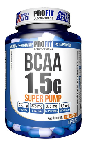 Aminoácido Bcaa Super Pump, 1,5 g, 60 cápsulas, sabor Profit Labs sin sabor