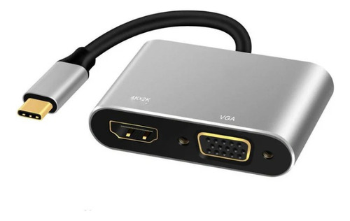 Hub Adaptador 4 En 1 Usb-c A Hdmi 4k + Vga + Usb 3.0+ Usb C