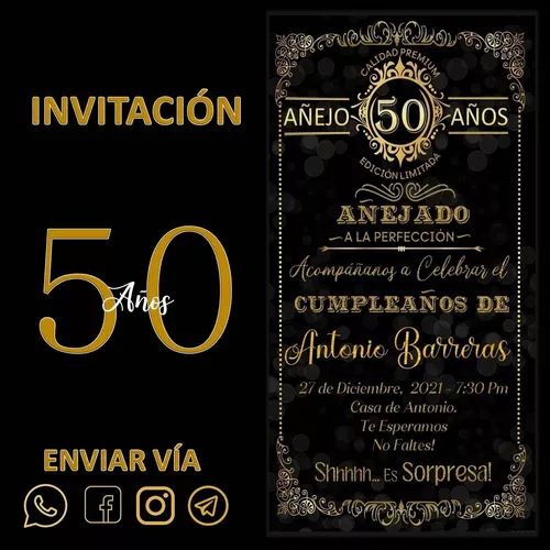 Invitación de fiesta 50 cumpleaños - Invitaciones de cumpleaños 50  personalizadas