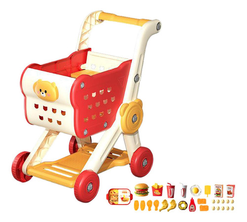 Juego De Carrito De Compras Para Niños, Mini Carrito Rojo