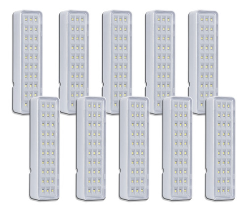 Kit 10 Luminária De Emergência 30 Leds Segurimax 2w Nfe