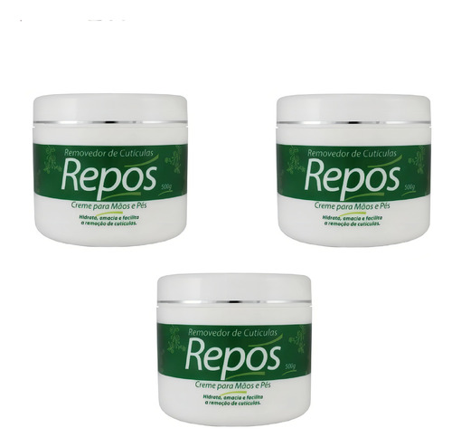 Repos Creme Removedor De Cutículas Kit 3 Un De 500g