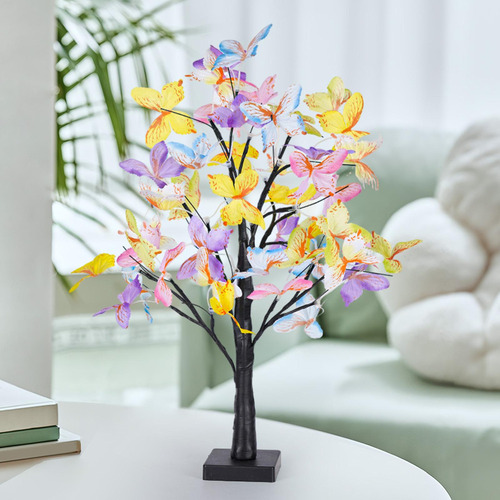 W Lámpara De Mesa Con Forma De De Flores De Mariposa De