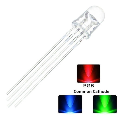 Led Rgb De 5mm Katodo Comun 4 Pin Pack De 10 Unidades