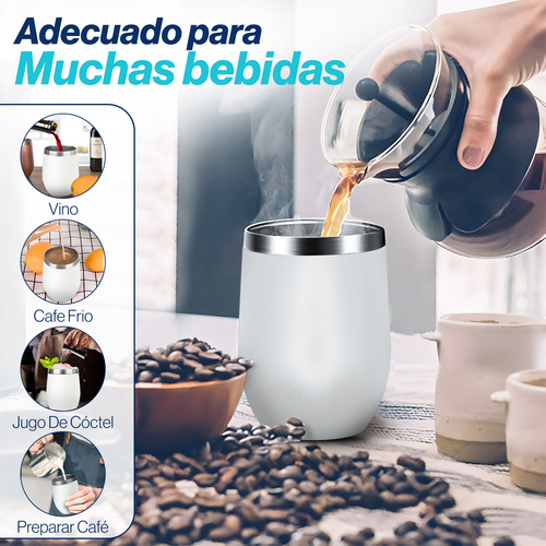 Vaso Térmico Antiderrames Acero Inoxidable Café Té Vino Blanco