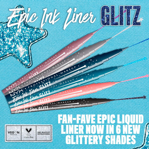 Nyx Professional Makeup Epic Ink Glitz Liner, Delineador Líq